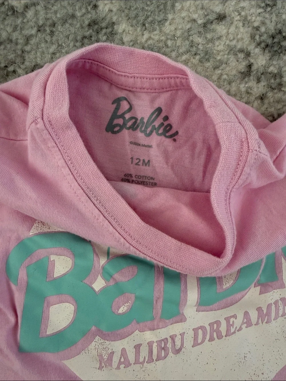 Barbie Pink Graphic Crop Tee with Aqua and White Striped Shorts
